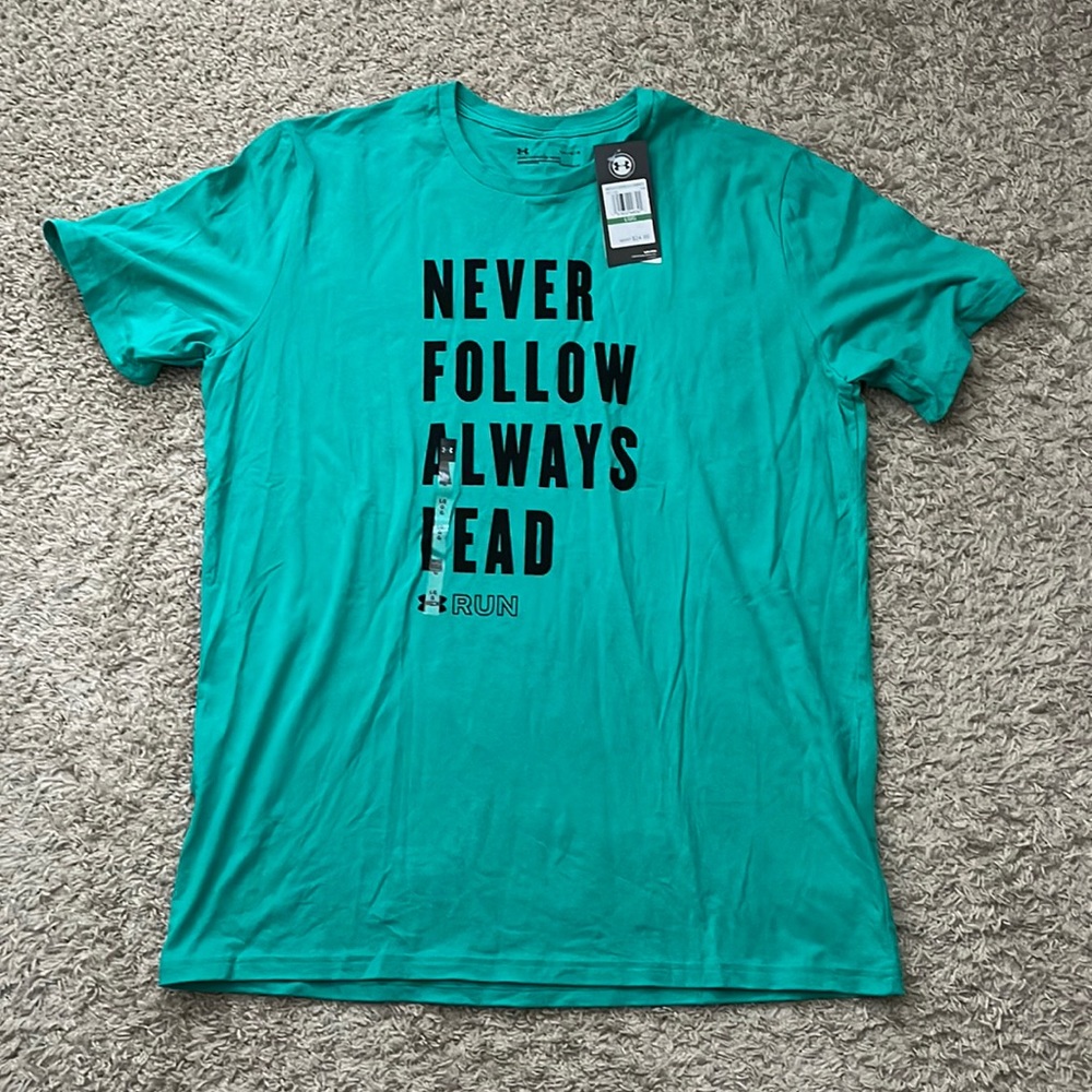 NWT Under Armour HeatGear Green UA Run T-Shirt 1317122 Size Large
